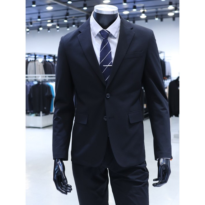 STCO 블랙 슬림핏 파워스트레치 수트 정장 SSJUCB1SET