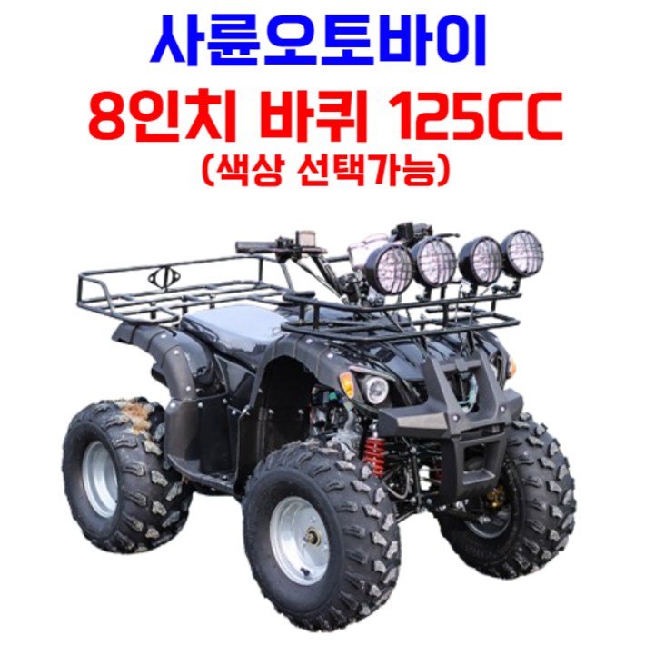 엑티쿼 사륜 오토바이 사발이 4륜 바이크 네발 산악 ATV 운반차 오프로드, 레드, 03 8인치 125CC