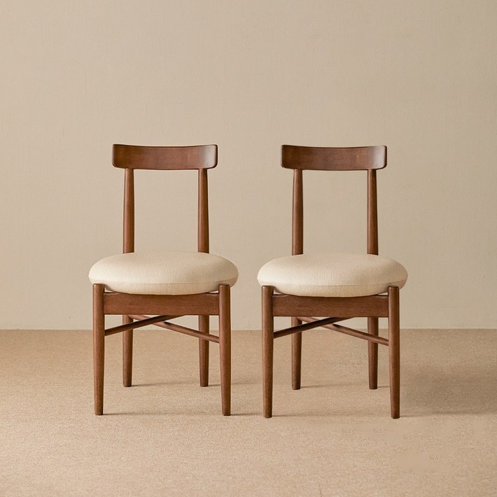 라움에스알 볼륨 원목 쿠션 식탁의자 카페체어, 볼륨체어월넛, 2개