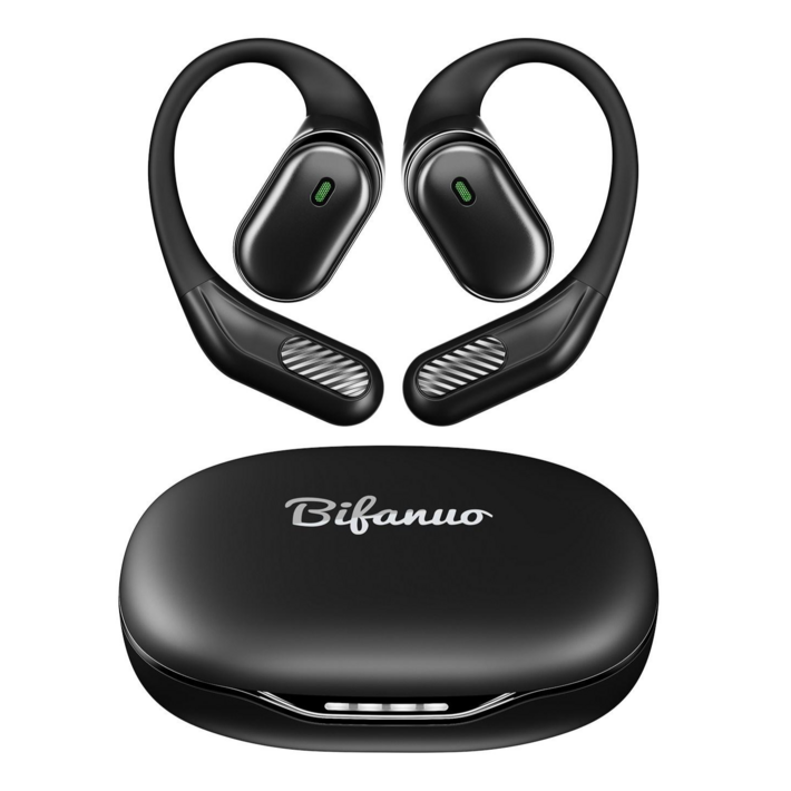 비파노 ACC ENC 노이즈캔슬링 HIFI 오픈 귀걸이형 5.4 블루투스 이어폰, 블랙, T6