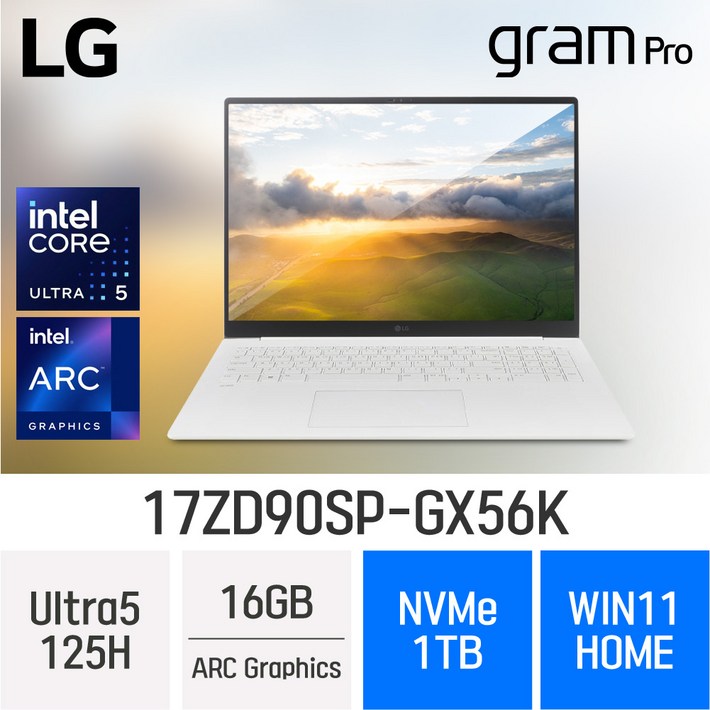 당일출고 2024 LG 그램17 프로 17ZD90SPGX56K  최신형 초경량 고성능 노트북, 17ZD90SPGX56K, WIN11 Home, 16GB, 1TB, 화이트