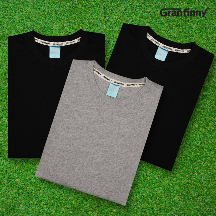 그랜피니 프리미엄 베이직 라운드 무지 반팔 티셔츠 세트 GMSBS 3PACK
