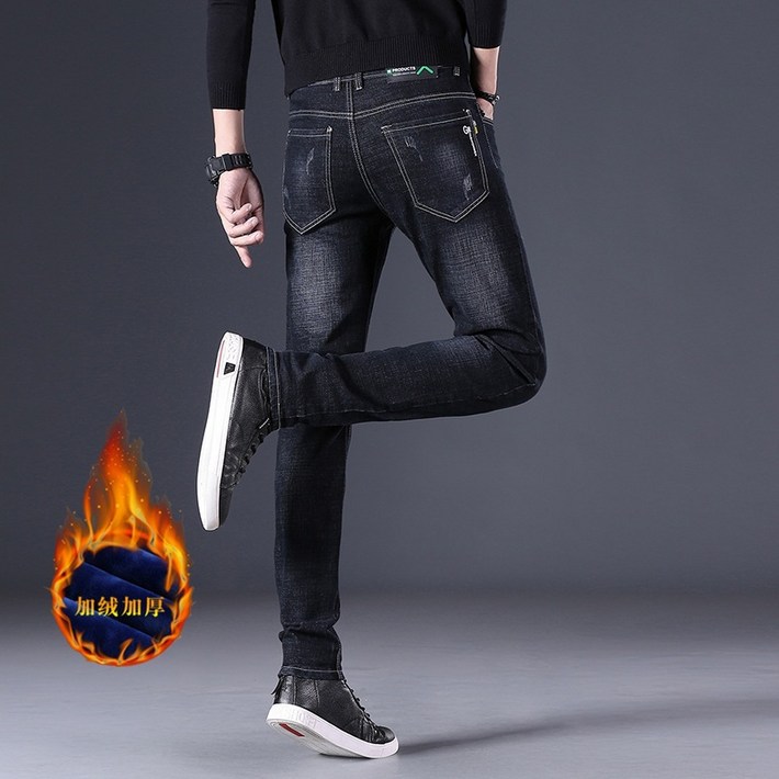 주요 청바지 남성 높은 스트레치 슈퍼 소프트 품질 작은 직선 청바지 여름 슬림 조커 자수 바지