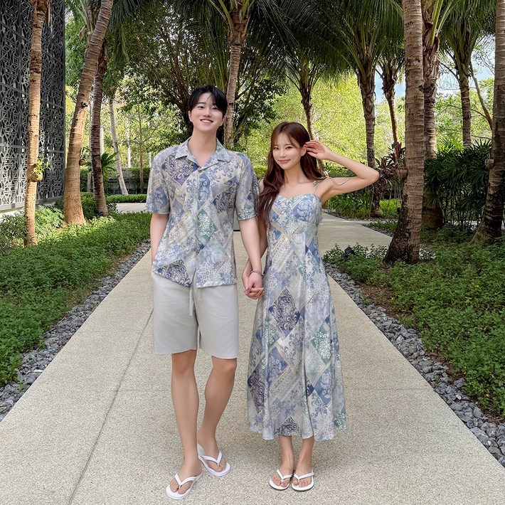 카프리 휴양지커플룩 허니문 하와이안 커플휴양지룩 바캉스 신혼여행 시밀러룩