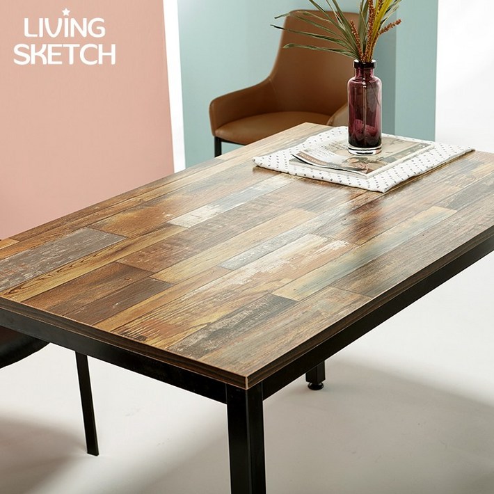 리빙스케치 보브 1200×750 빈티지 업소용 카페 테이블 철제 책상 4인 식탁