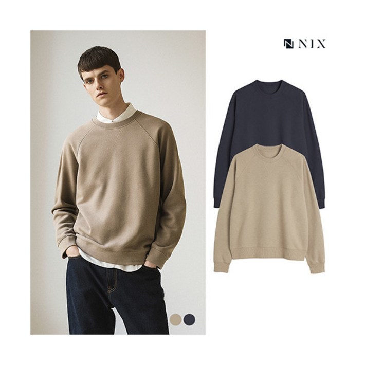 닉스 NIX남 PC 사카리바 겉기모라글란 맨투맨세미오버핏 FNPWCTM101P