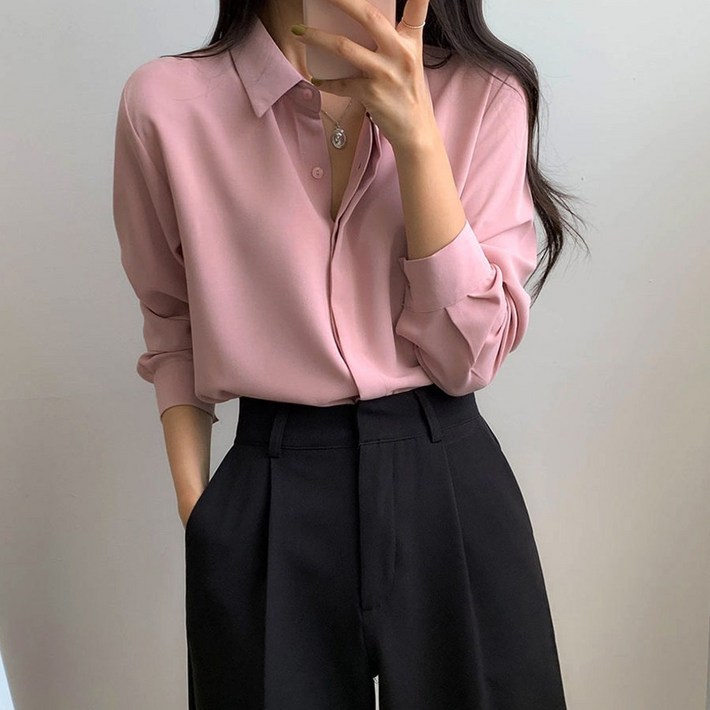 재구매최고  3만장돌파 데일리 링클프리 히든버튼 긴팔 블라우스 IT7810