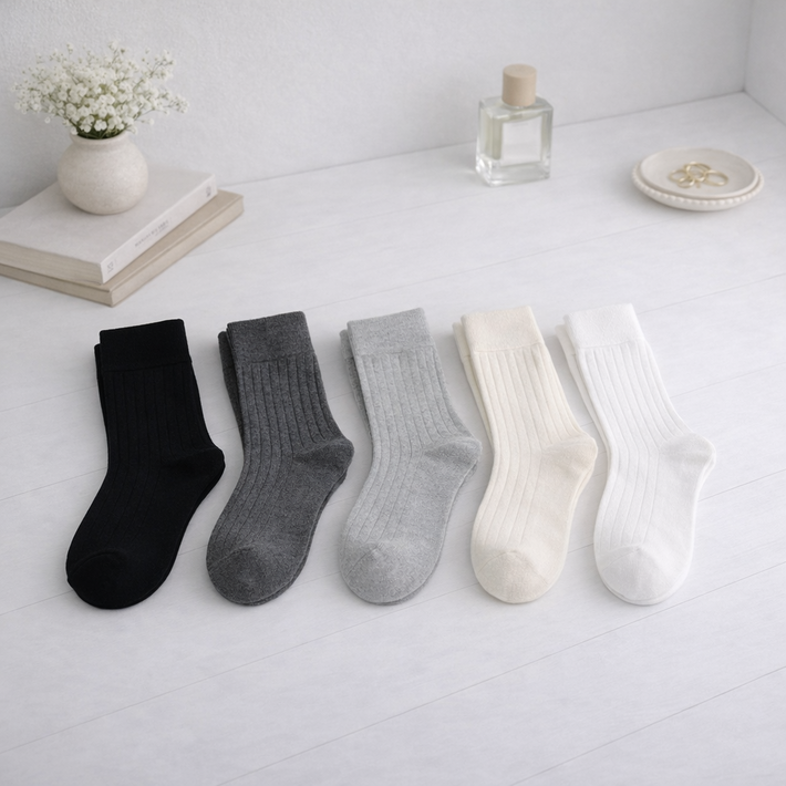 TRIVON 트리본 여성양말 골지장목양말, 5켤레 데일리 무압박 사계절