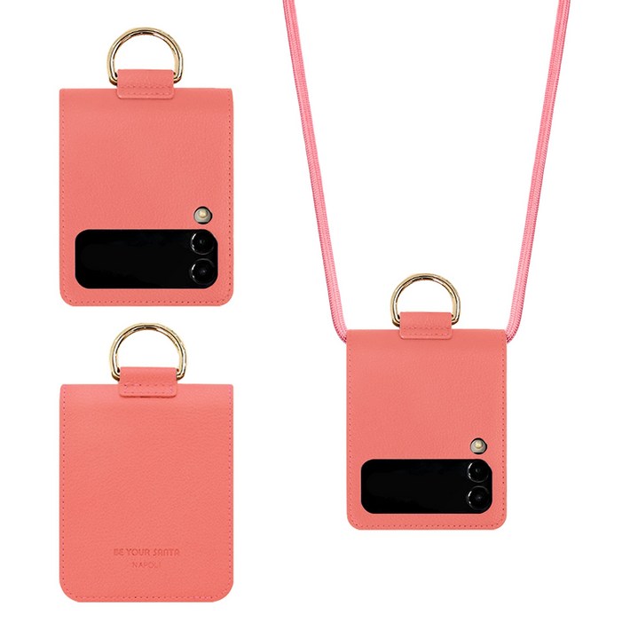 비유어산타 Z플립3, Z플립4케이스 이태리원단 사용 카드 나폴리 베네치아 멀티스트랩세트