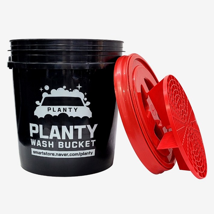 플렌티 세차버킷 18L 블랙그릿가드 레드감마씰 레드 버킷 돌리 대용량 자동차 차량 세차 물통 바구니