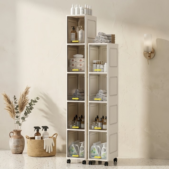 CUBBYCASE 이동플랩형 틈새수납장 틈새장 다용도, 1개, White