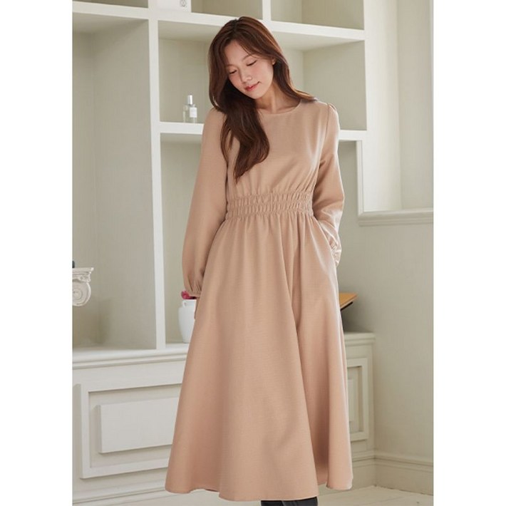 플라스틱아일랜드 허리스모킹 롱 원피스 PQ4WO501DJ