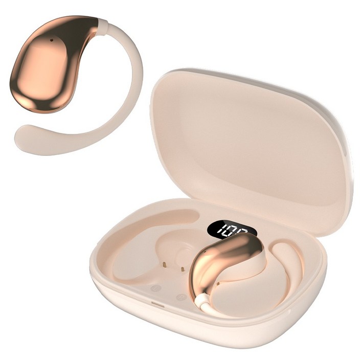 Wapik 귀걸이형 무선 블루투스 이어폰 R3 오픈형 ENC고음질, 아이보리