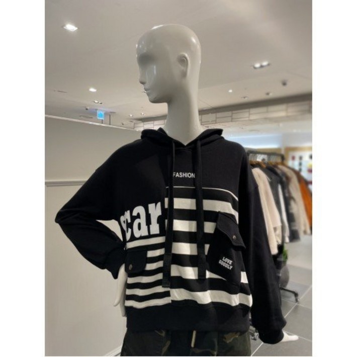 르니앤맥코이 후드 넥 스트라이프 배색 티셔츠 ML04TS402FJY 2465519