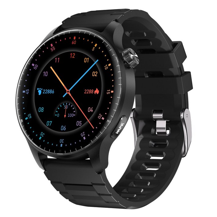 와피크 블루투스 스마트워치 ST50 1.52인치 통화가능 GPS SOS통화 AI운동인식 스포츠시계, GPS  블루투스, 3.8cm, 블랙