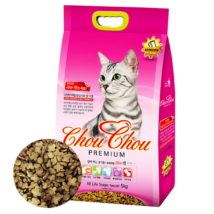 슈슈 프리미엄 전연령용 캣 사료, 닭쌀, 5kg, 4개