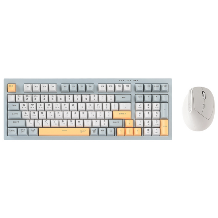 지클릭커 오피스프로 사일런스 무소음 무선 블루투스 98키 키보드 버티컬 마우스 세트, 네이비블루, WMK600 98키, 일반형