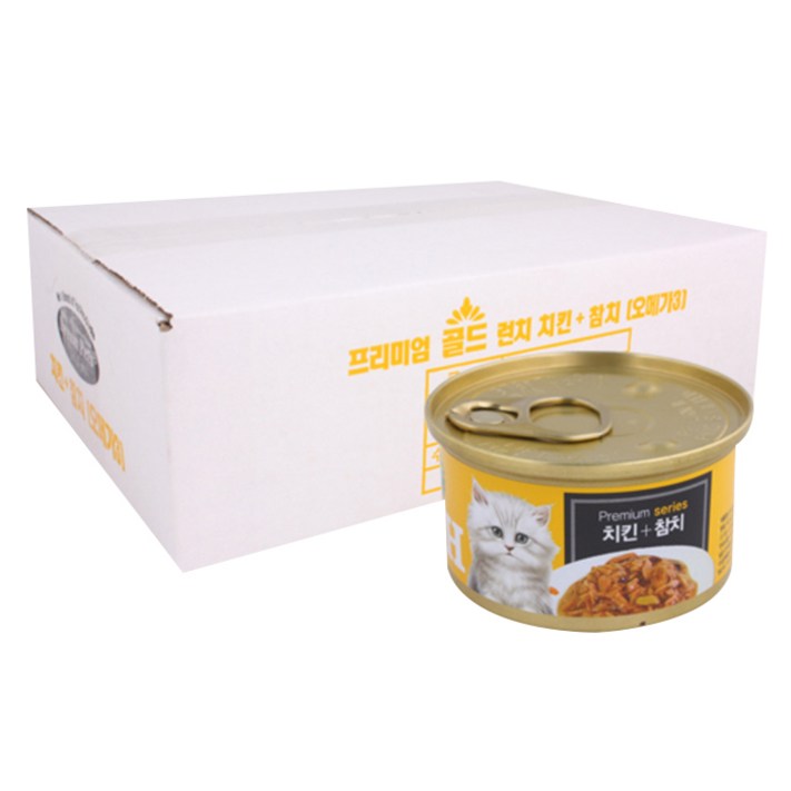 골드런치 고양이 주식캔 80g, 치킨  참치 혼합맛, 80g, 24개
