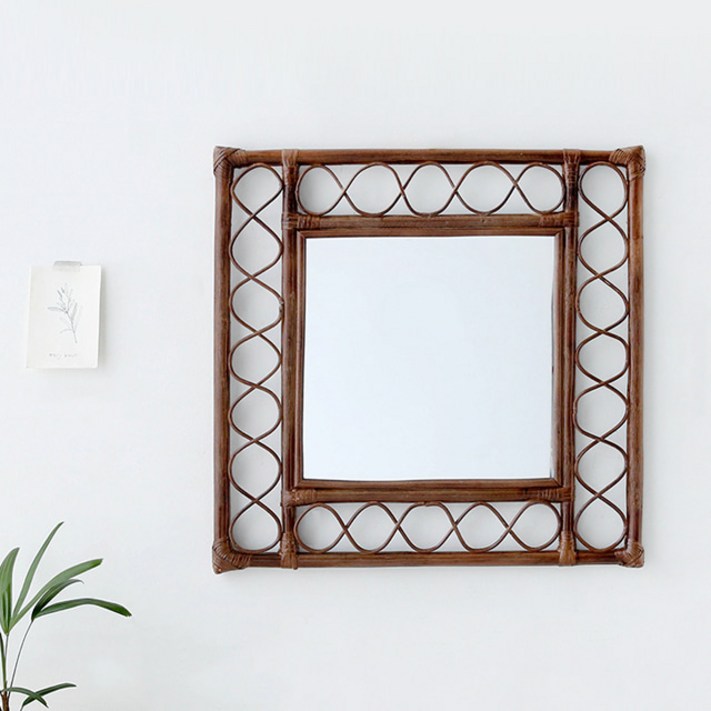 마켓비 KONDI 라탄 사각 벽거울 60 x 60 cm