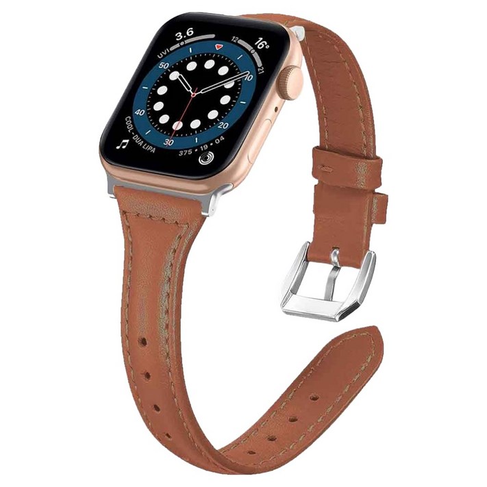 모조리 애플워치 슬림 가죽 스트랩, 브라운, 1개