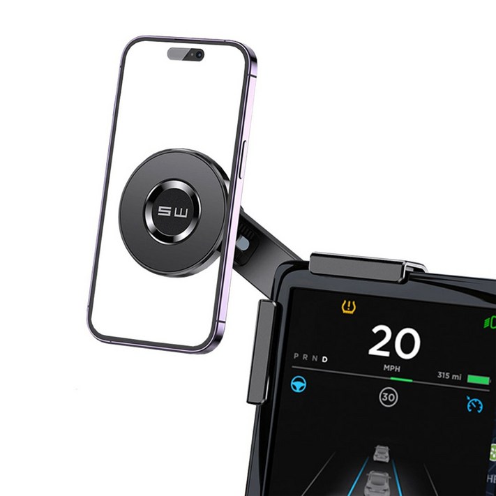 GSB 테슬라 비접착 맥세이프 휴대폰 충전 거치대 모델3 모델Y 하이랜드 호환, 1개, 블랙