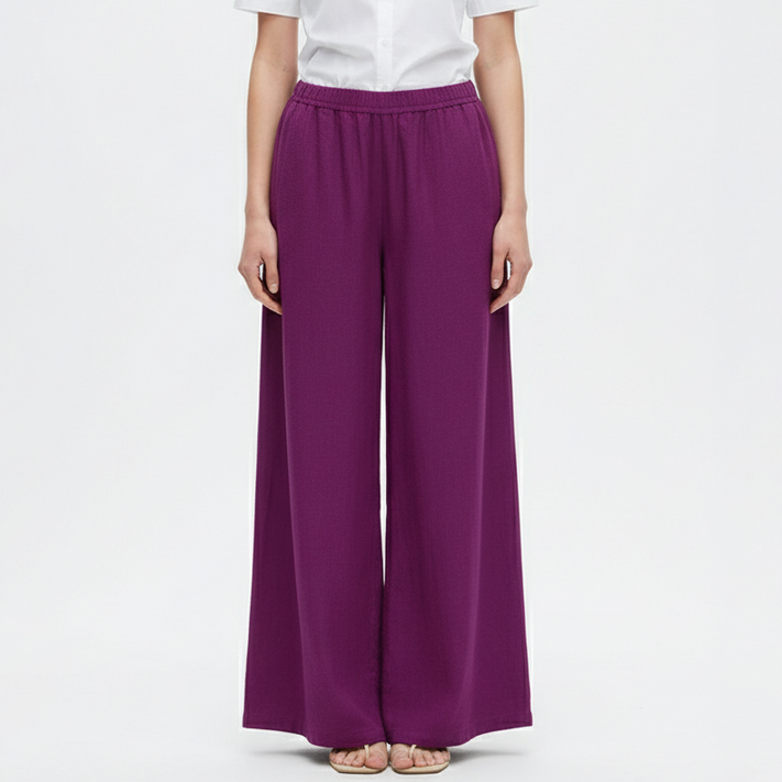 마켓피아 여성용 와이드 밴딩 캐주얼 롱 팬츠