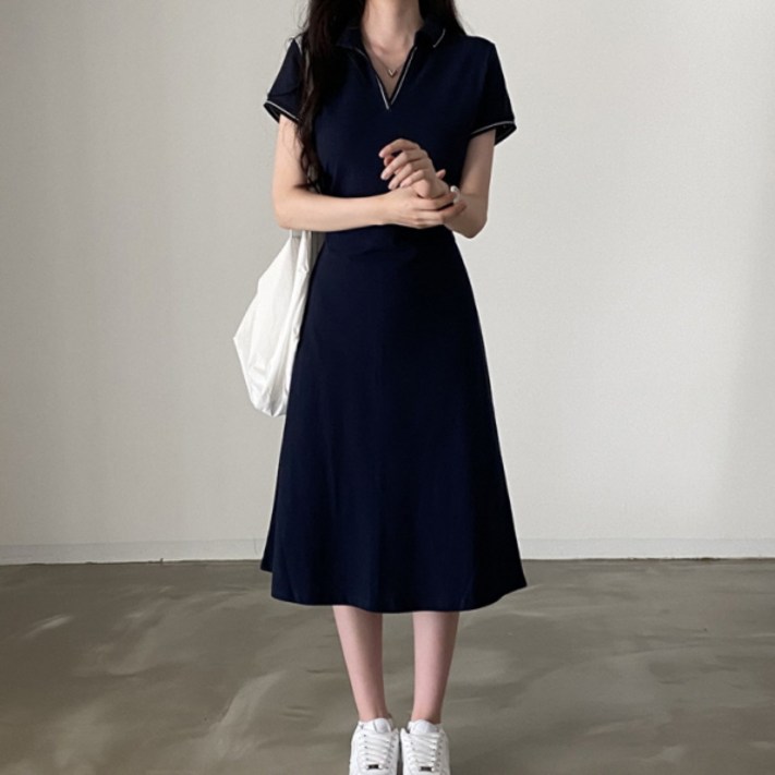 피어니스트 콘트라스트 브이카라 원피스 빅사이즈 포함