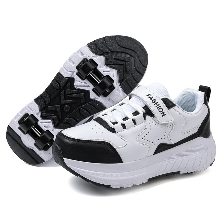 스노우드림 휠리스 운동화 바퀴달린 스케이트 롤러 롤러스케이트, 흑백색, 1개