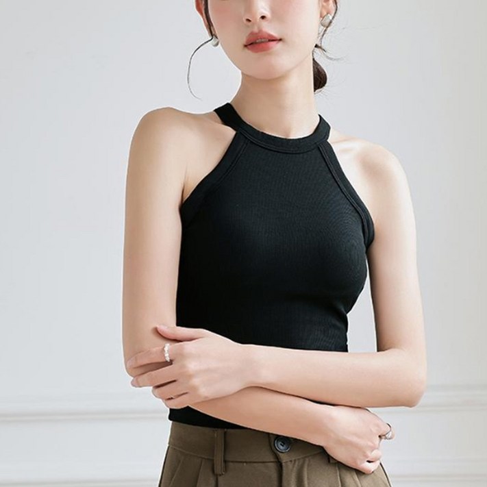 에리페 여성용 브라 일체형 골지라인 홀터넥 나시 에리페 여성용 브라 일체형 골지라인 홀터넥 나시