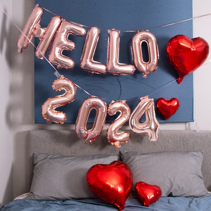 연말 파티 풍선 용품 세트 Good bye 2023 굿바이 헬로 2024 hello 풍선 장식 신년 새해 송년회 데코