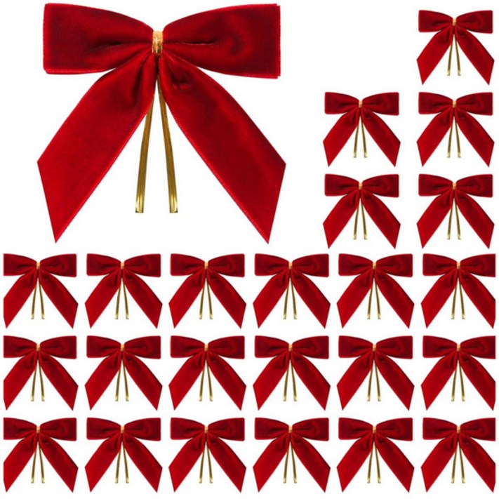 82.크리스마스 트리 벨벳 완성리본 장식 24P