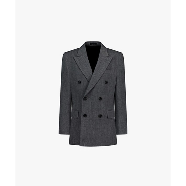 리버클래시 LKF26405 그레이 렌핏 더블 피크드라펠 셋업자켓