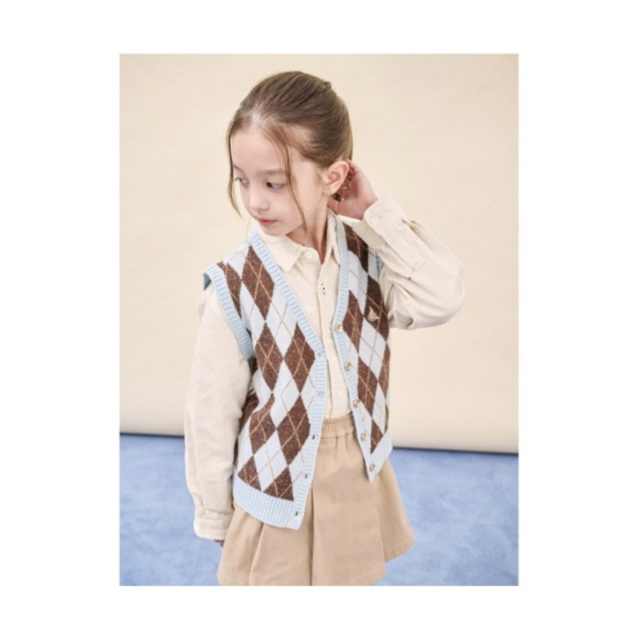 빈폴 키즈 빈폴 BEANPOLE KIDS 여아 아가일 오픈형 베스트 스카이 블루 BI5951G01Q
