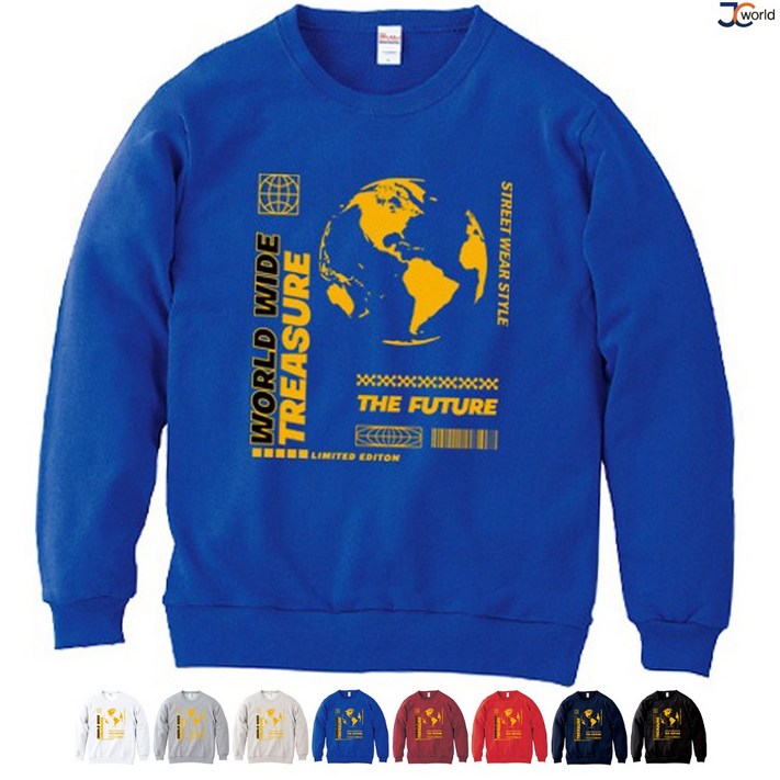 제이씨웨어하우스 OWN 레터링 맨투맨 티셔츠 T068A 하나뿐인 지구 긴팔 라운드티  1002XL 남녀노소 아이부터 어른까지 가족티 커플티 시밀러룩 아이템