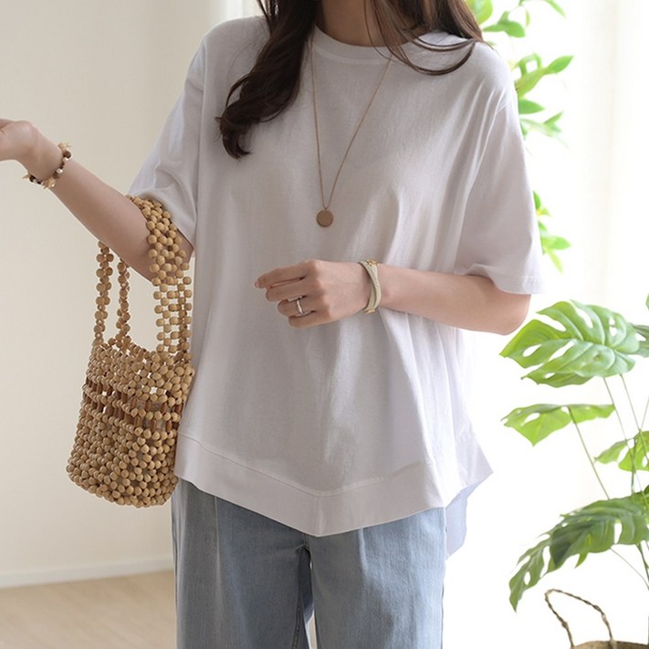 데일리앤 론시 여성 오버핏 반팔티 레이어드 박스티 여름 훌 티셔츠 데일리앤 론시 여성 오버핏 반팔티 레이어드 박스티 여름 훌 티셔츠