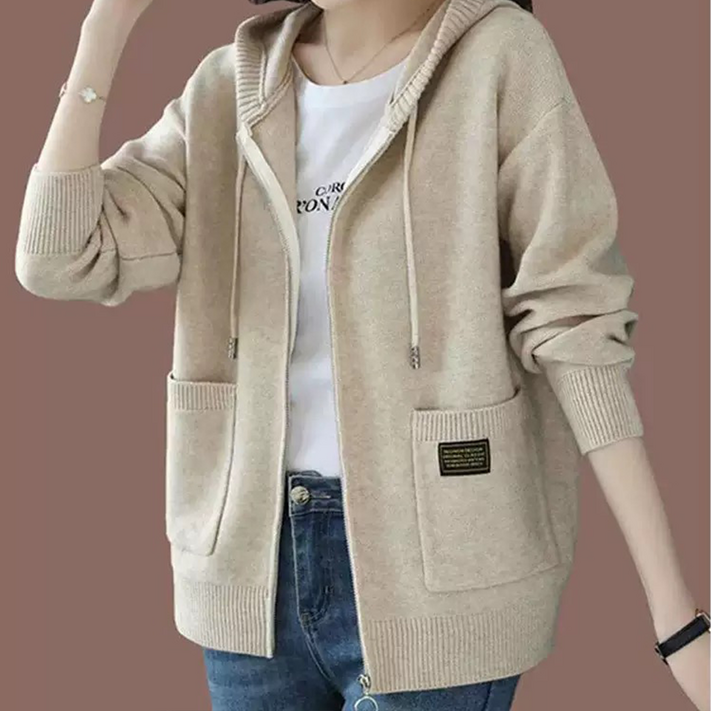 아톰닉 2025 신상 여성용 봄가을 초특가  캐주얼 패션 후드 집업 니트 스웨터 자켓