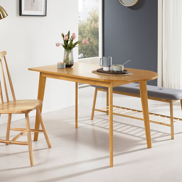 아르텍 원목 반타원 식탁 테이블 2인용 4인용 다이닝 원형 원목 테이블