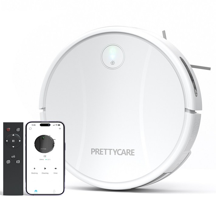 PrettyCare 스마트 물걸레 로봇청소기, C2 흰색, C2