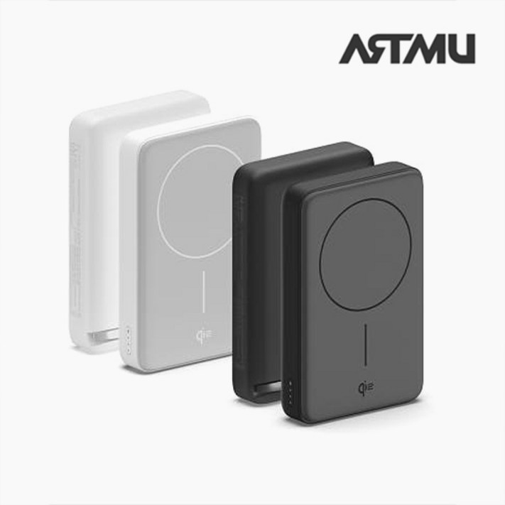 아트뮤 Qi2공식인증 15W 맥세이프 유선30W 초고속 보조배터리 10000mAh 케이블포함 기내반입가능 유무선동시충전 패스스루 킥스탠드 QB110, QB110, 화이트