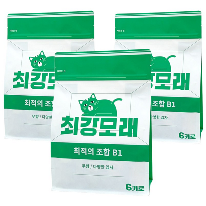 21 최강모래 최적의 조합 B1 6kgx3, 고양이모래 와이오밍 벤토나이트모래, 6L, 3개