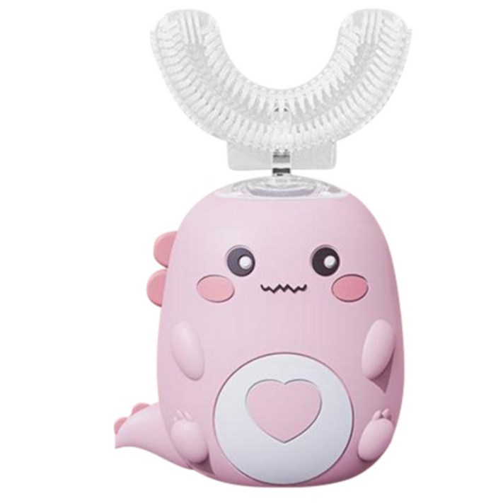 어린이용 U자형 전동 칫솔, 스마트 만화 실리콘 칫솔, 자동 충전식 음파 칫솔, 360 도