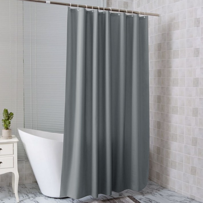 PEVA 욕실 샤워커튼 무지그레이커튼고리포함 180X180cm 욕조 가림막 비닐 방수 커텐, 그레이, 1장
