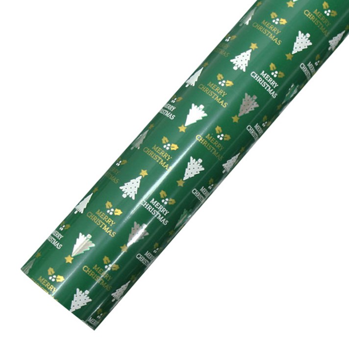 크리스마스 비닐 증착롤 포장지 53cm x 17m, 메리트리 그린, 1개