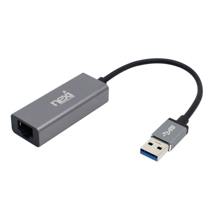 넥시 USB3.0 기가비트 이더넷 유선 랜카드 노트북용, NXUE30D다크실버, 1개