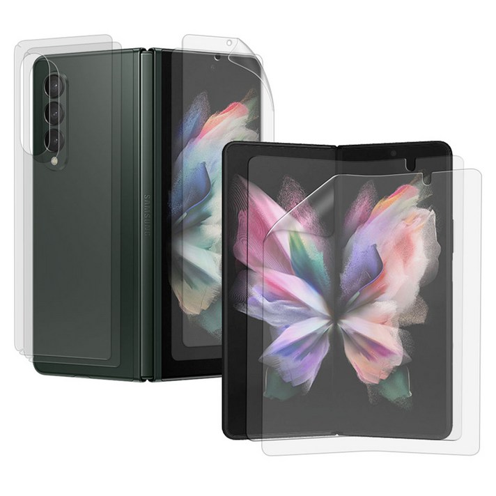 엑씨 래피드 자가복원 우레탄 풀커버 휴대폰 액정보호필름 내부  외부  후면 세트, 2세트