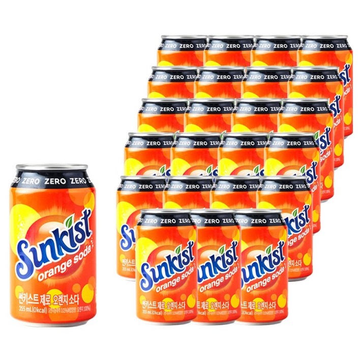 썬키스트 제로 오렌지 소다, 355ml, 24개