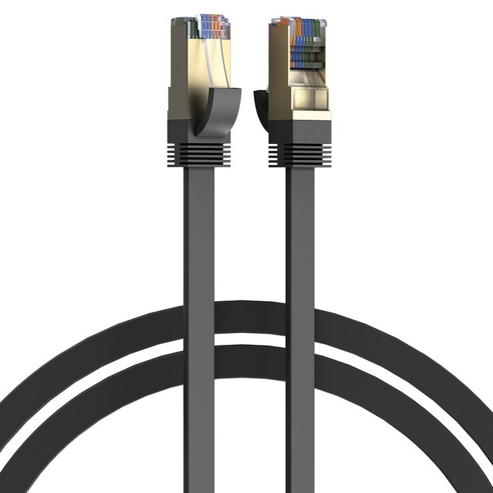 일리온 CAT7 랜선 꼬임방지 칼국수형 초고속 랜선케이블, 블랙, 1개, 5m