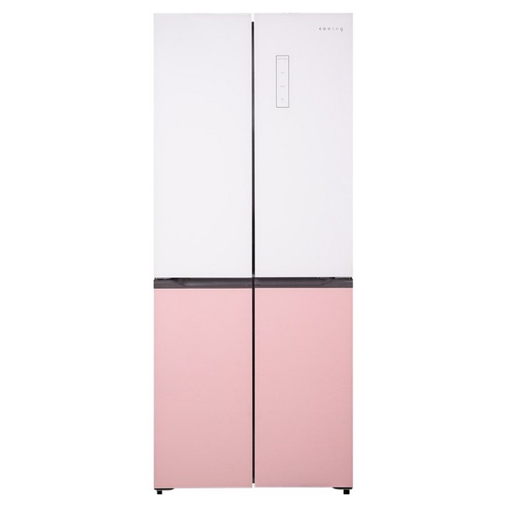 쿠잉전자 글램 글라스 대용량 418L 양문형 4도어 냉장고 방문설치, MD405GWP