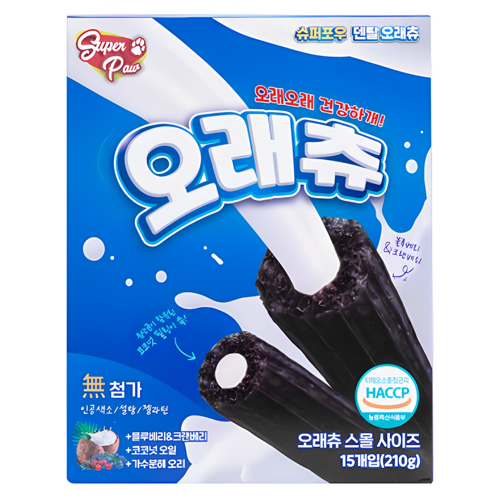 슈퍼포우 강아지 오래츄 덴탈껌, 혼합맛블루베리크랜베리, 210g, 1개