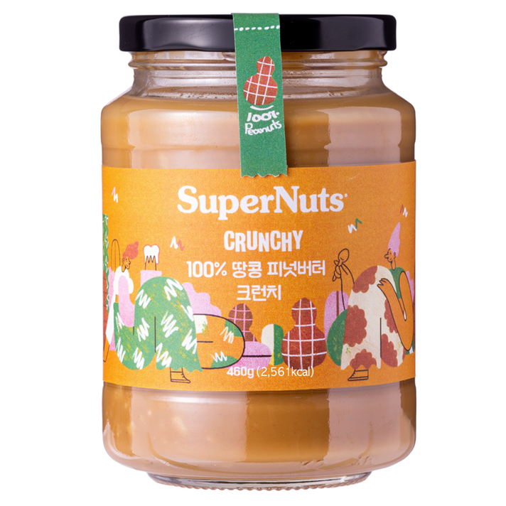 슈퍼잼 슈퍼너츠 100% 땅콩 피넛버터 크런치, 460g, 1개
